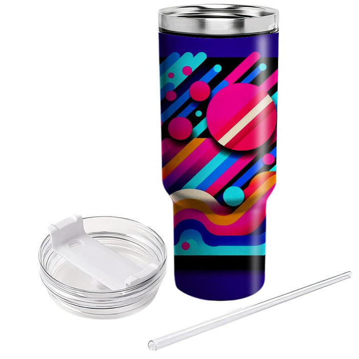 Retro Neon Rainbow  Travel Tumblers