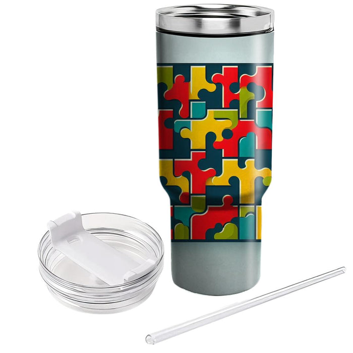 Geometric Puzzle Pattern  Personalized Tumblers