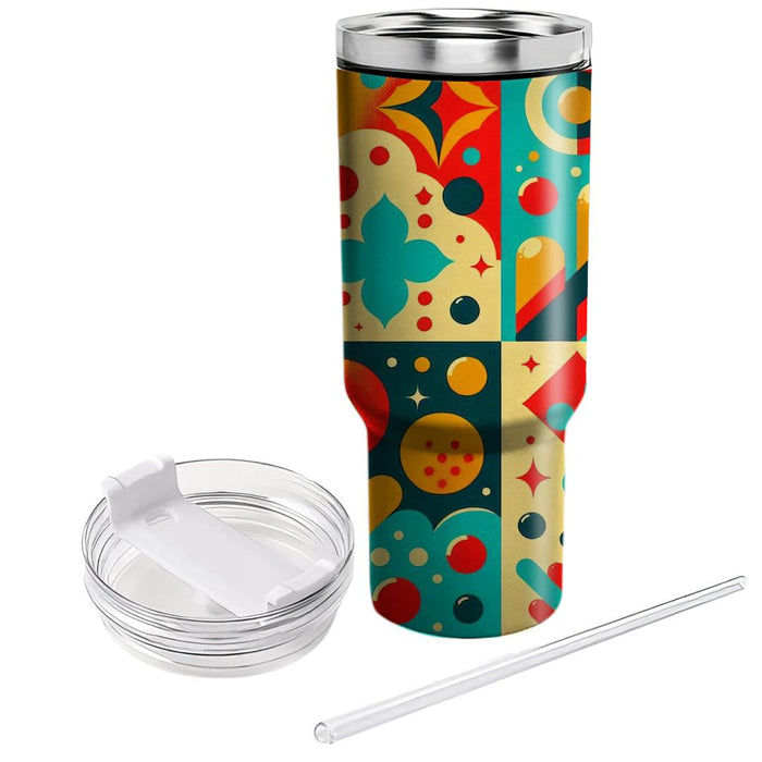 Retro Dot Mosaic  Tumblers With Lids