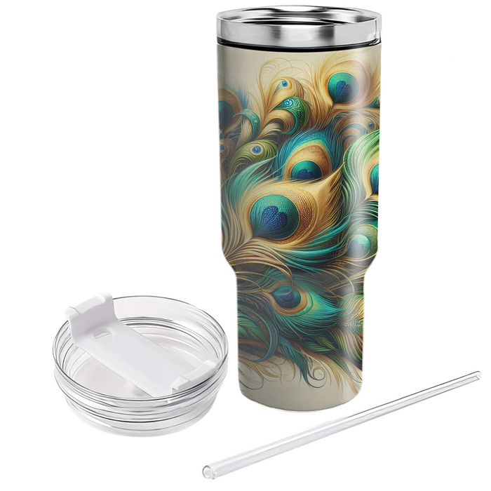 Vibrant Peacock Feathers  Tumbler Cups