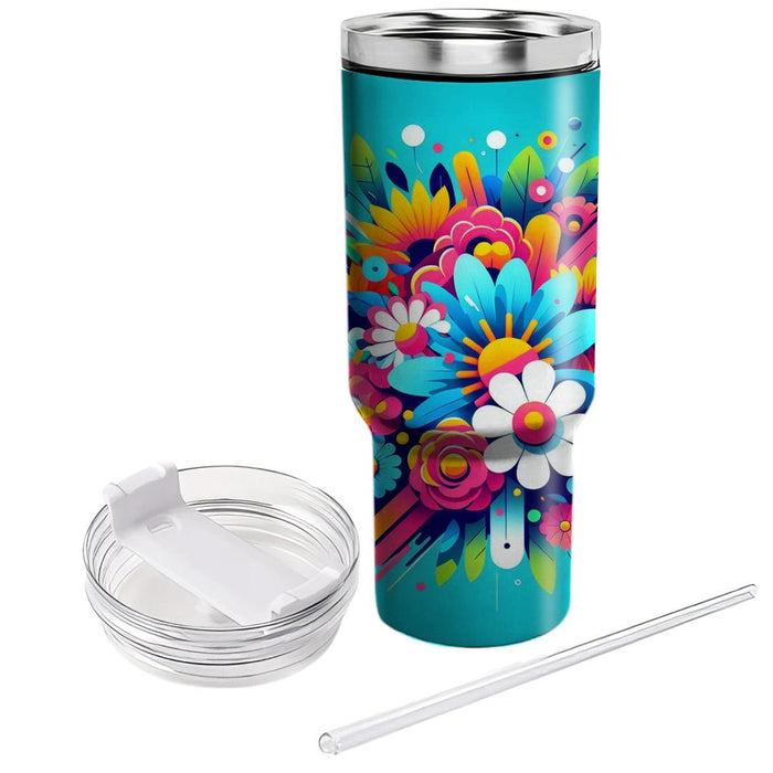 Spring Vibrant Floral Burst  Decorative Tumblers