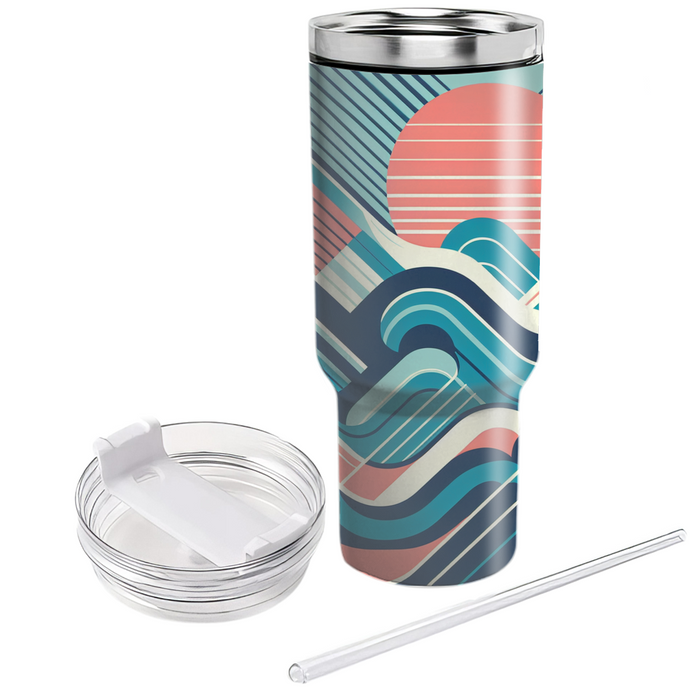 Geometric Retro Waves Personalized Tumblers