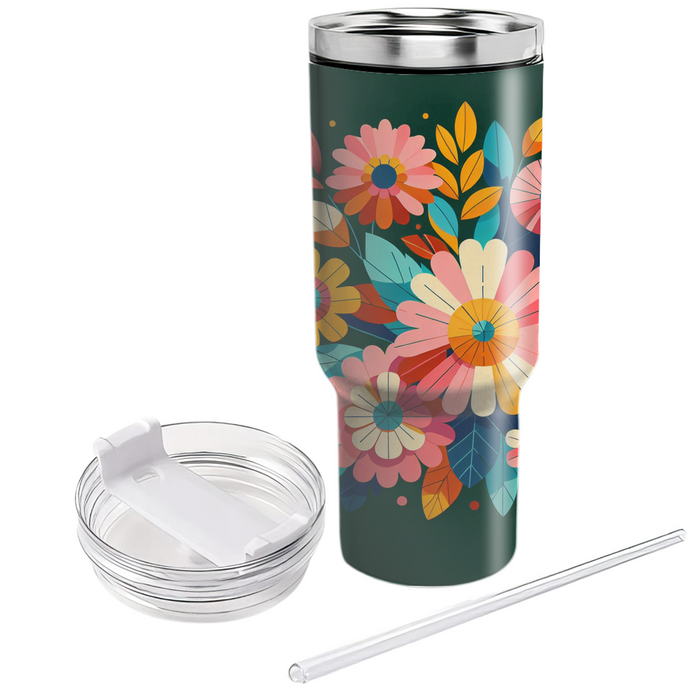 Retro Floral Groove  Custom Tumblers