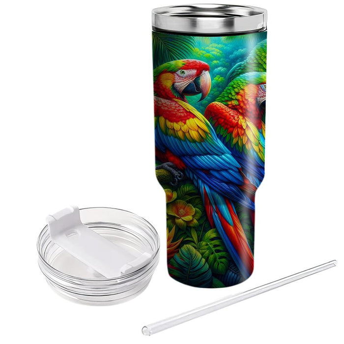 Vibrant Jungle Macaws  Tumbler Cups