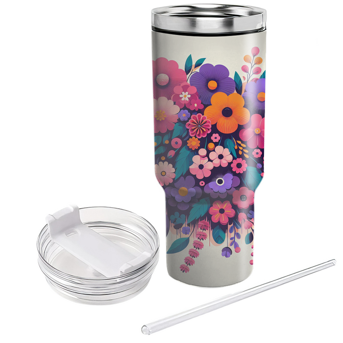 Vivid Floral Cascade  Tumbler Cups