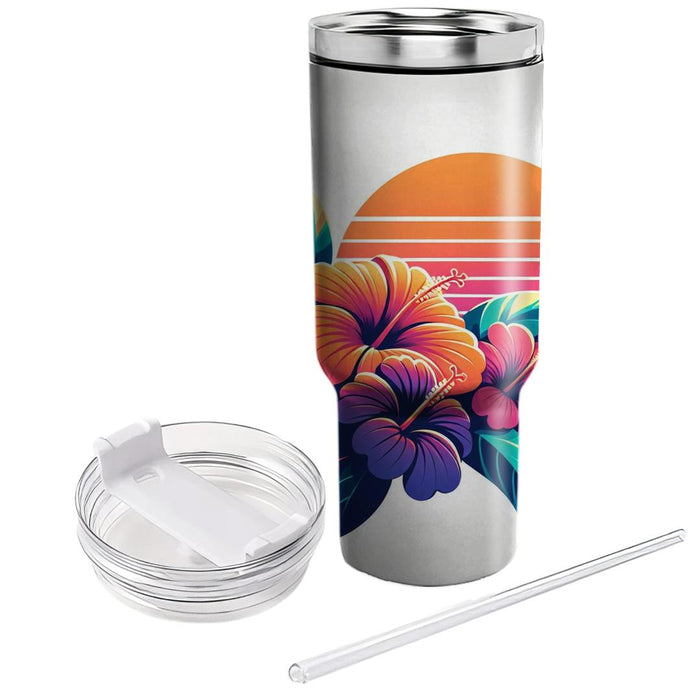 Sunset Hibiscus Harmony  Unique Tumblers