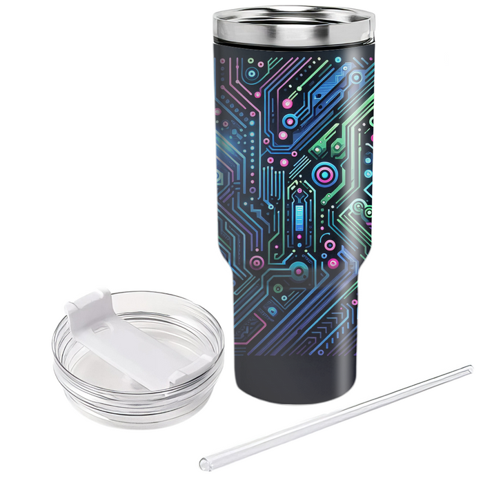 Futuristic Neon Circuitry  Personalized Tumblers