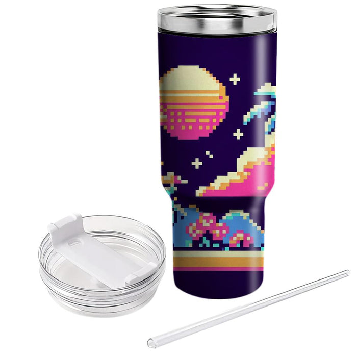 Retro Pixel Paradise  Insulated Tumblers