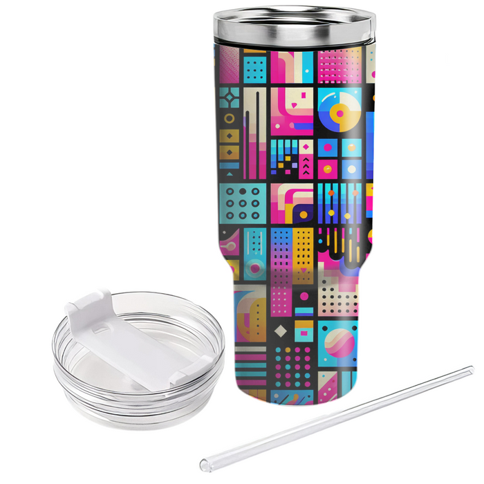 Vibrant Neon Mosaic  Personalized Tumblers