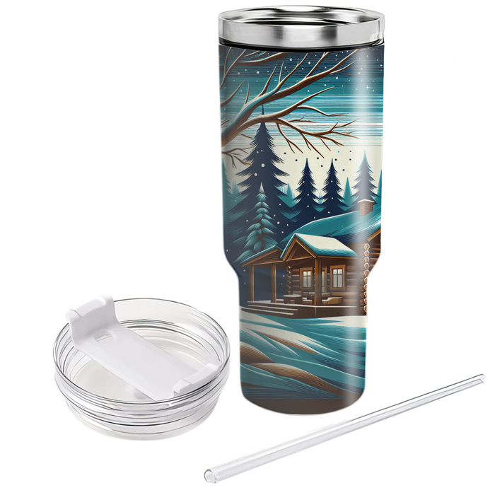 Winter Starlit Cabin  Tumbler Cups