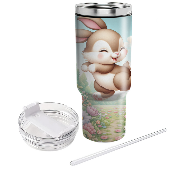 Whimsical Rabbit Garden  Tumblers With Lids