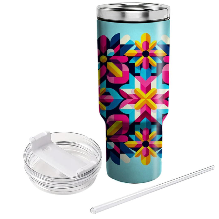 Vibrant Geometric Flowerburst  Unique Tumblers