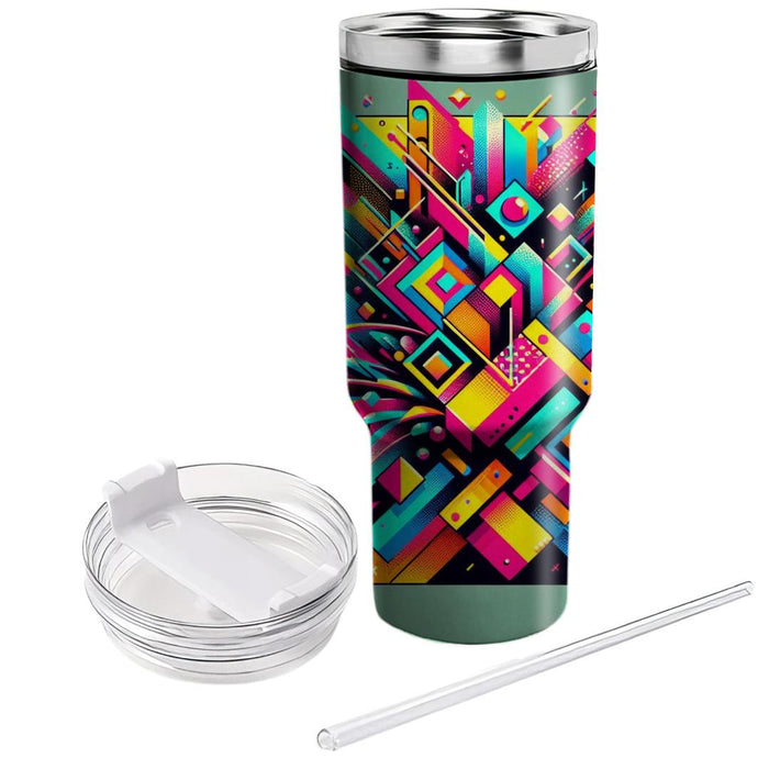 Geometric Neon Splash  Personalized Tumblers