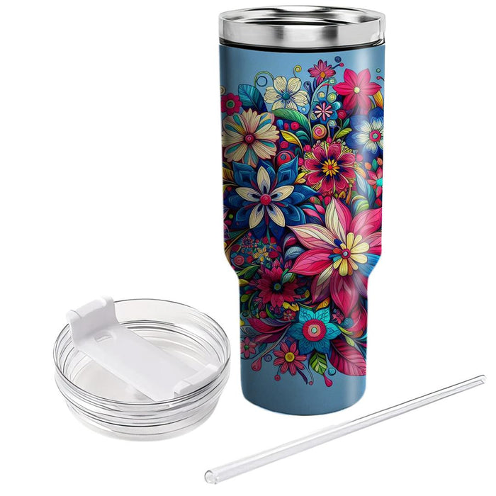 Bold Floral Kaleidoscope  Personalized Tumblers