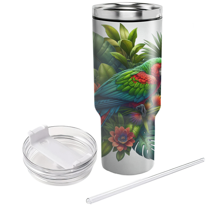 Vibrant Parrot Tropical  Tumblers With Lids