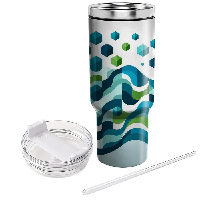 Modern Hexagonal Wave  Tumblers With Lids