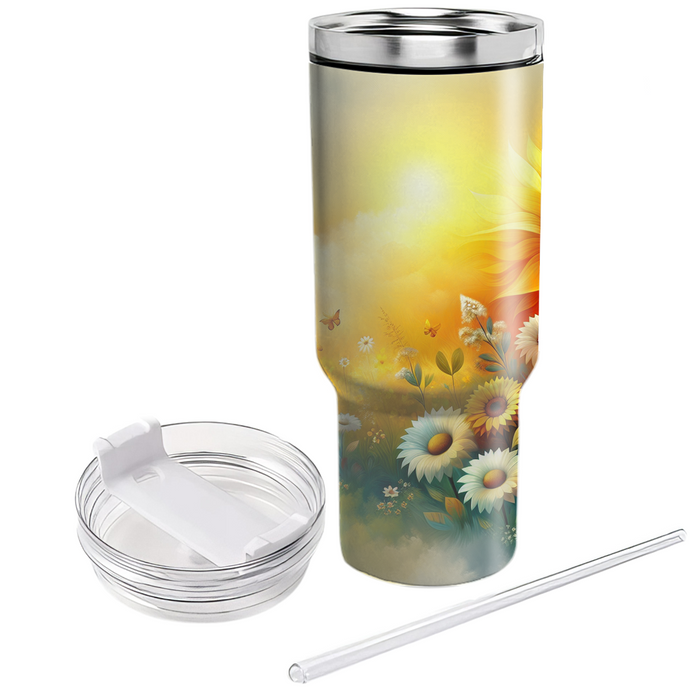 Spring Sunshine And Flowers  Personalized Tumblers