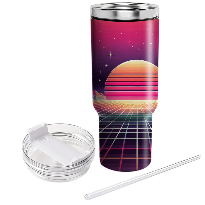 Retro Grid Sunrise  Unique Tumblers