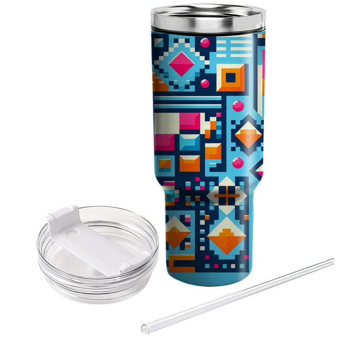 Retro Arcade Geometry  Travel Tumblers