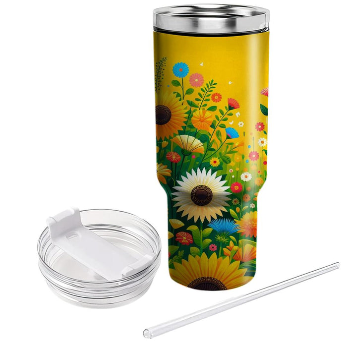 Sunny Flower Fields  Unique Tumblers