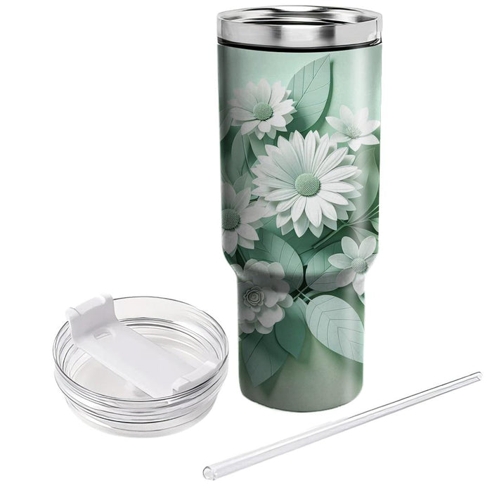 Fresh Mint Floral Fusion  Decorative Tumblers