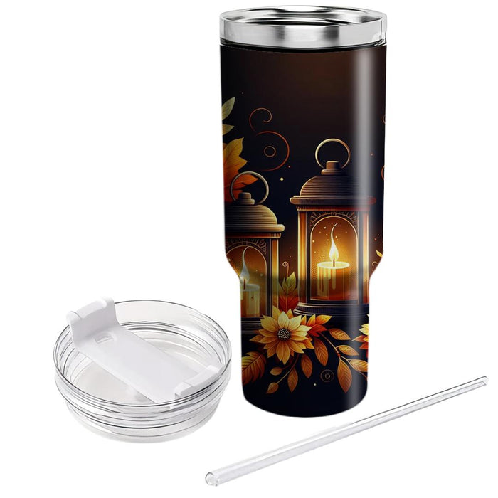 Autumn Leaves And Lanterns  Tumblers With Lids