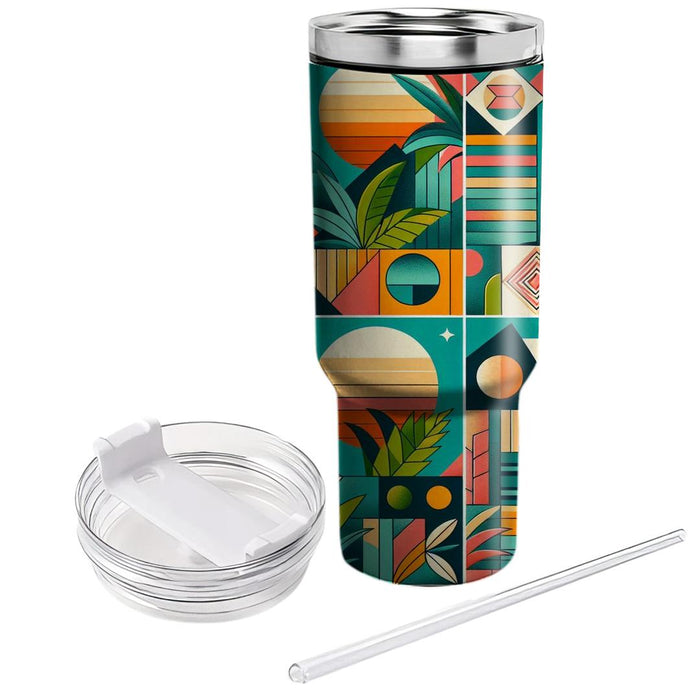 Tropical Foliage Geometry  Travel Tumblers