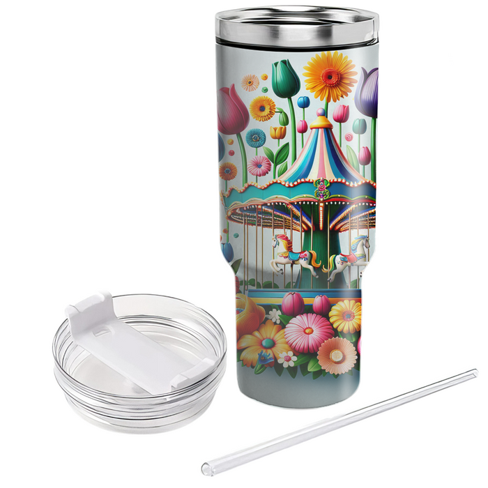 Whimsical Floral Carousel  Travel Tumblers