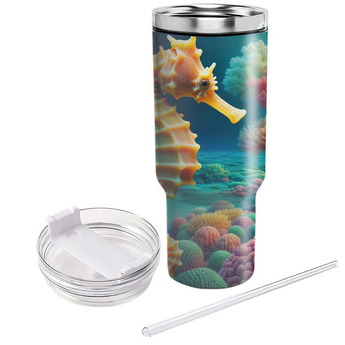 Vivid Coral Reef Seahorse  Decorative Tumblers