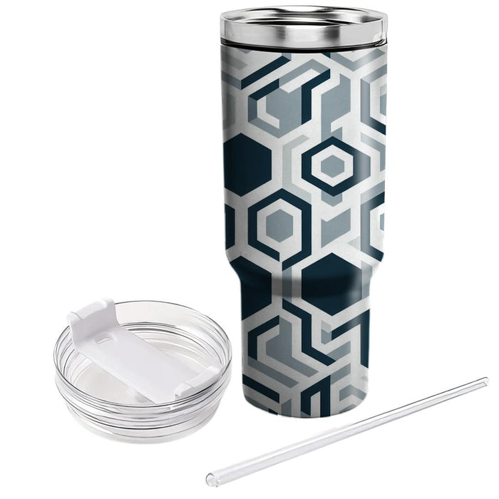 Sleek Minimalist Hexagons  Tumblers With Lids