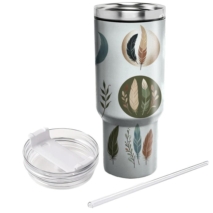 Bohemian Chic Feathers  Tumblers With Lids