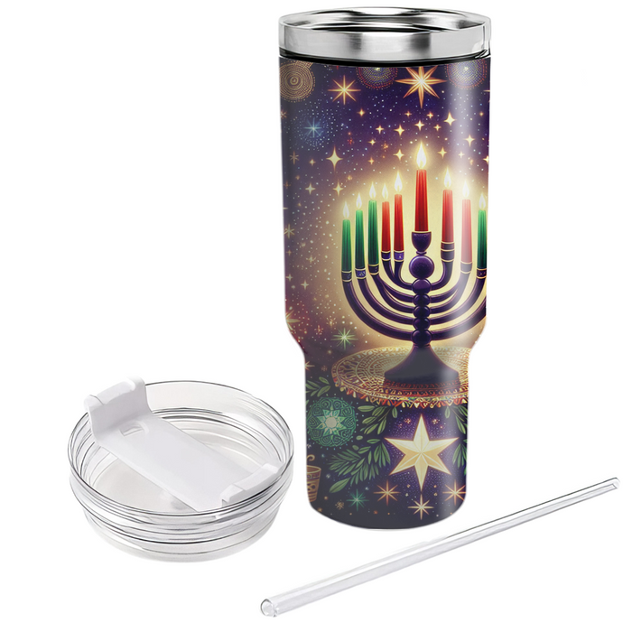 Starlit Kwanzaa Gathering Tumblers With Lids