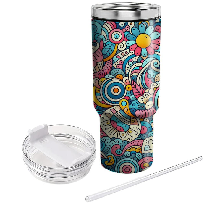 Whimsical Doodle Pattern  Tumblers For Gifts