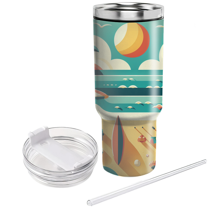 Retro Seaside Escape Tumblers With Lids