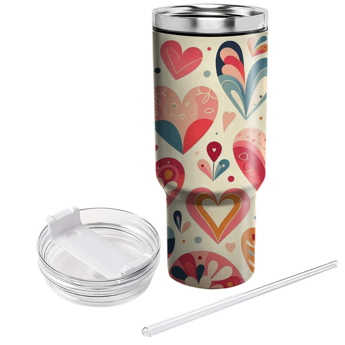 Retro Love Hearts  Travel Tumblers