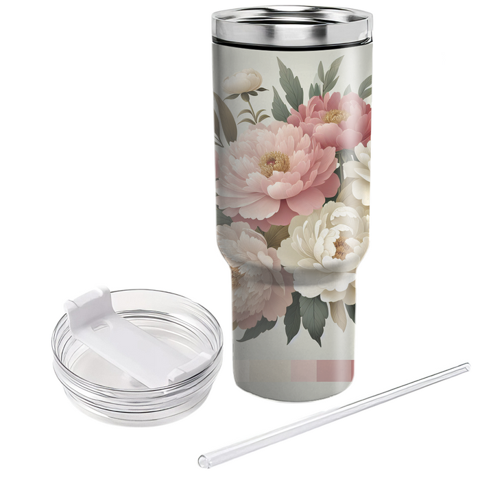 Vintage Peony Charm  Tumblers With Lids