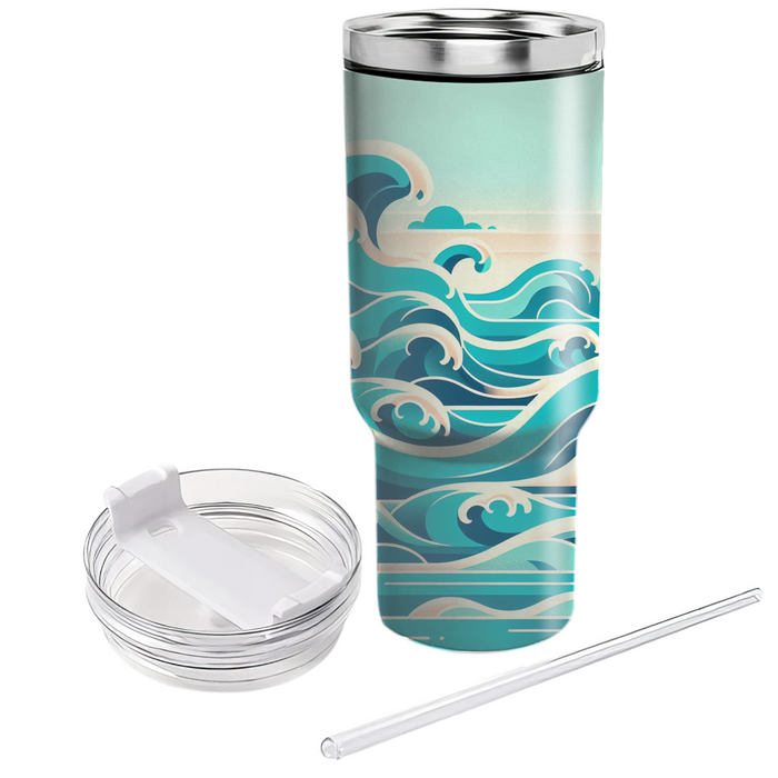 Bright Ocean Waves  Tumbler Cups