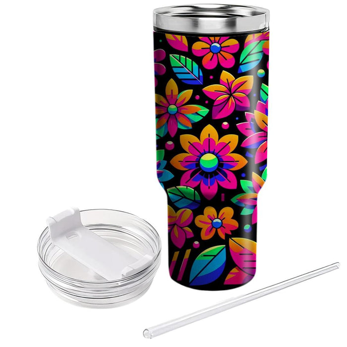 Bright Neon Floral  Unique Tumblers