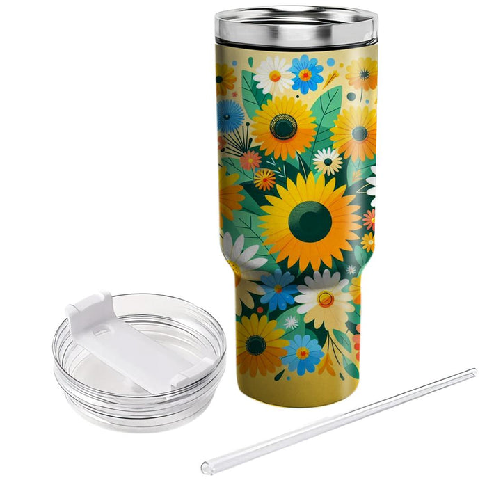 Sunny Floral Radiance  Unique Tumblers