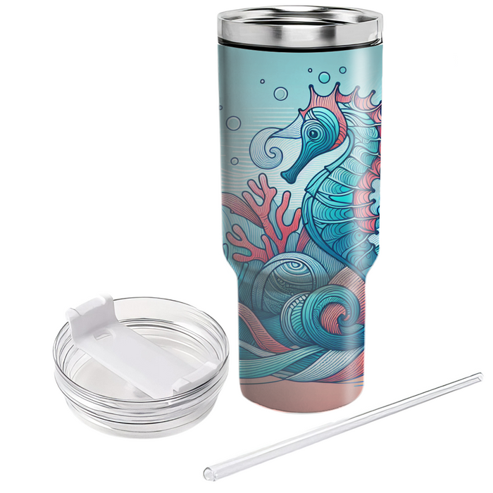 Underwater Fantasy Seahorse  Tumblers With Lids