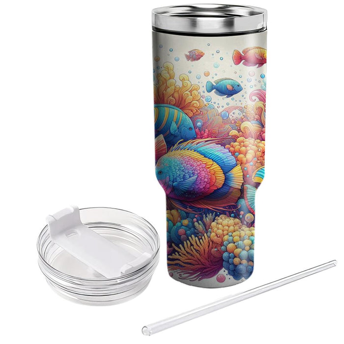 Vivid Rainbow Fish  Tumblers With Lids