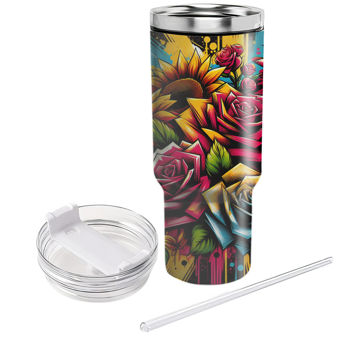 Artistic Floral Graffiti  Unique Tumblers