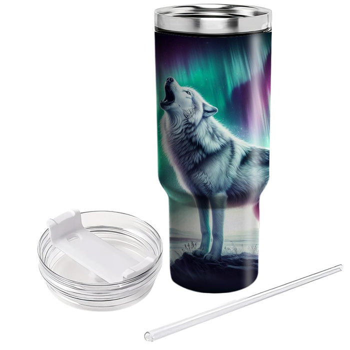 Aurora Borealis Wolf  Tumbler Cups