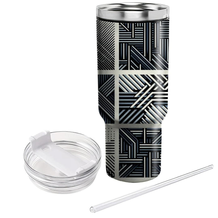 Sleek Modern Crosshatch  Tumblers With Lids