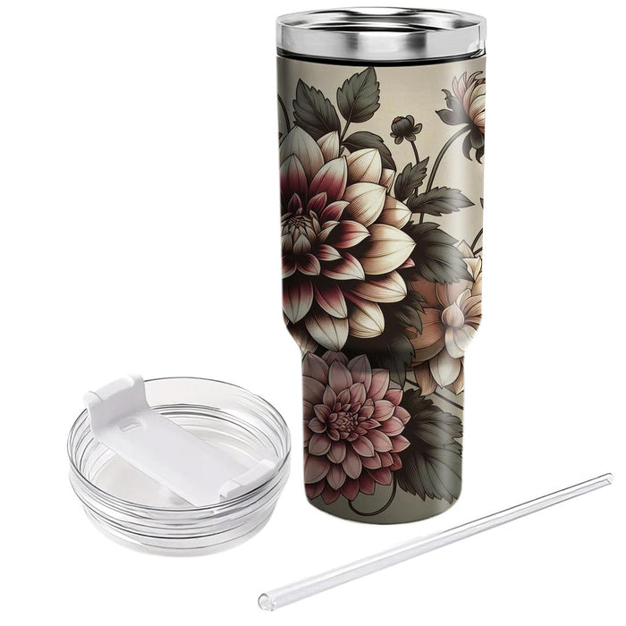 Vintage Dahlia Bloom  Tumblers For Gifts