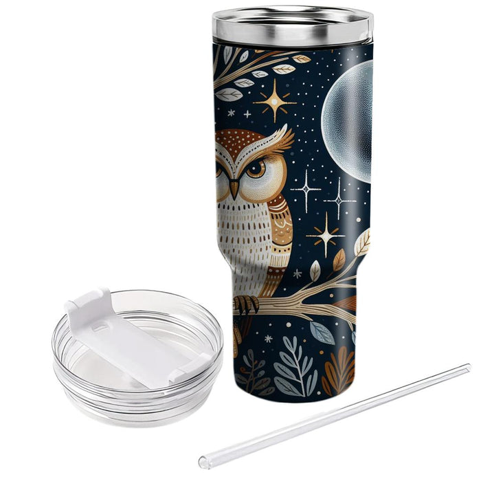 Whimsical Owl In The Moonlight  Custom Tumblers