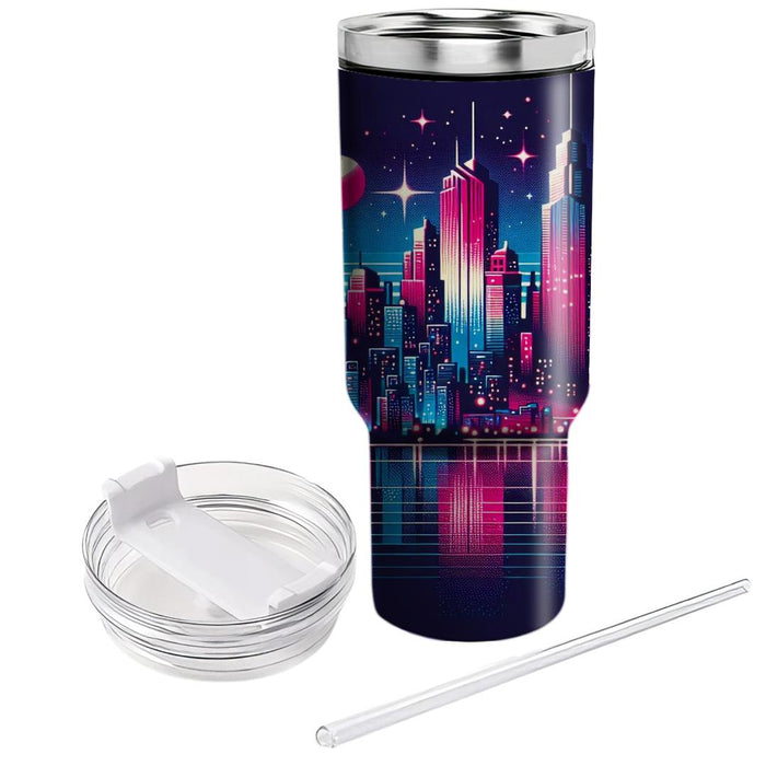 Synth City Skyline  Personalized Tumblers