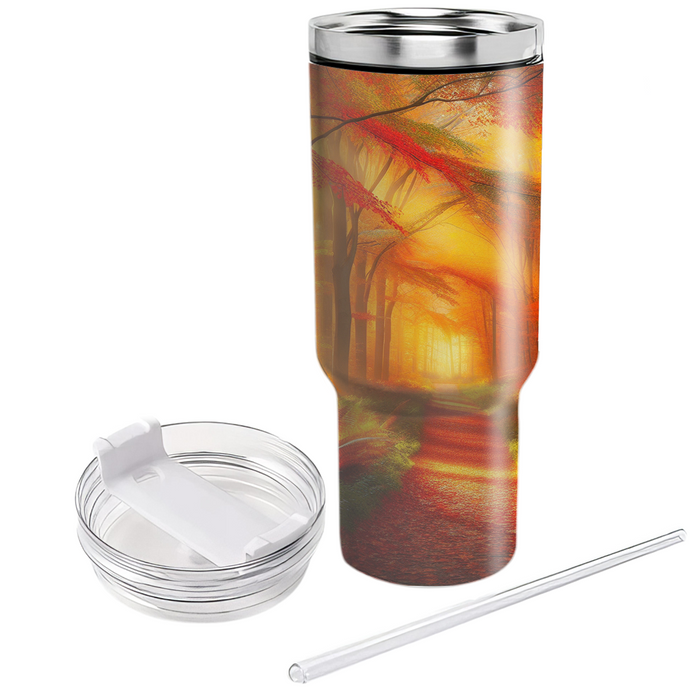 Autumn Woodland Path  Personalized Tumblers