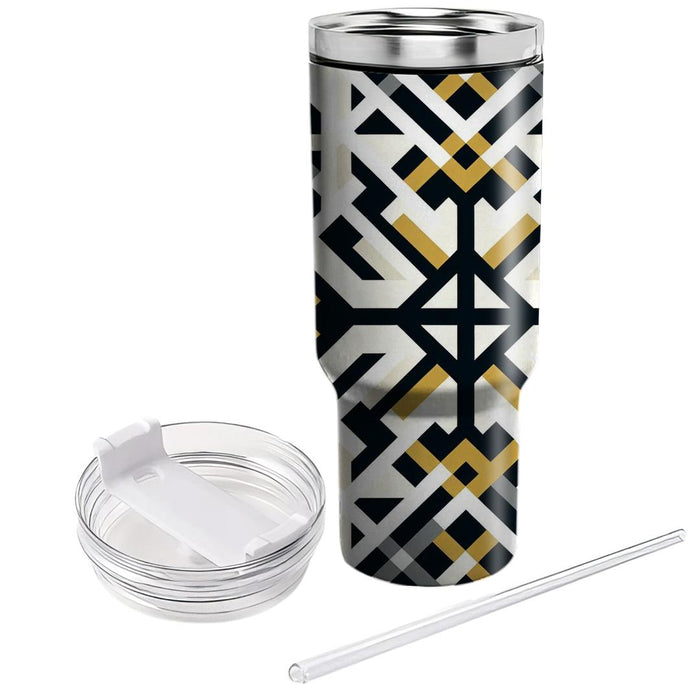 Geometric Cross Pattern  Tumblers With Lids