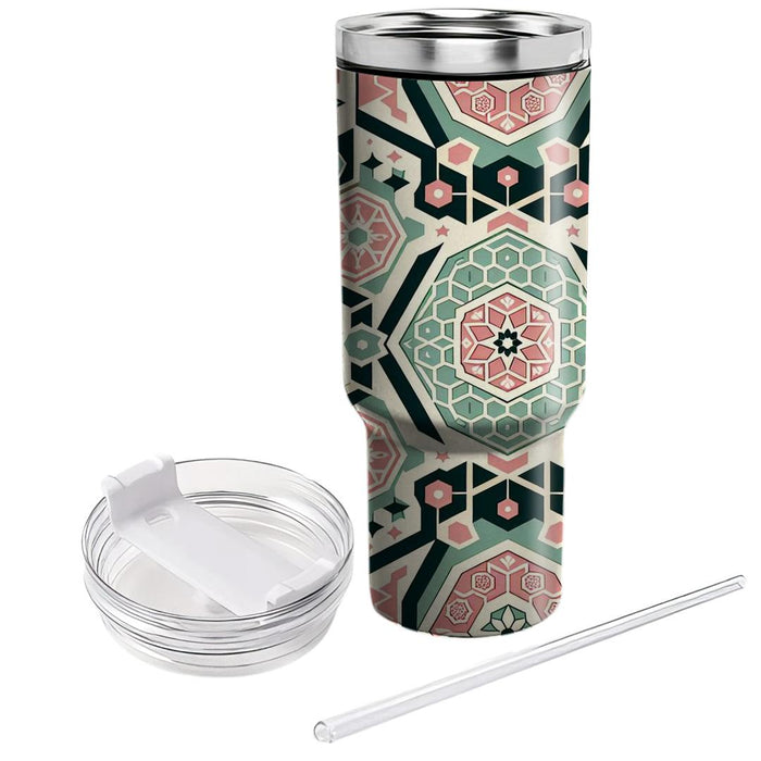 Floral Hexagon Fusion  Tumblers With Lids